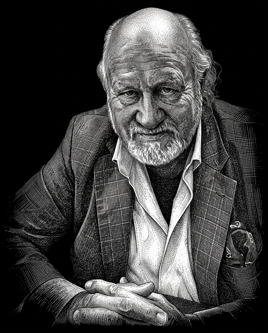 Crosshatch portrait of Robert Fox